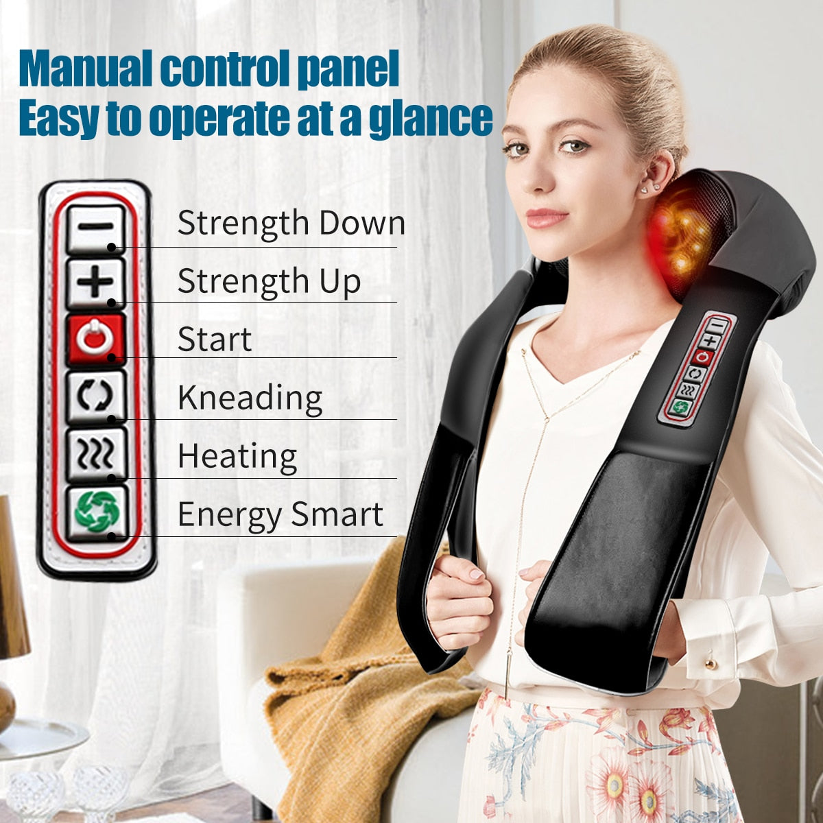 3D kneading Shiatsu Infrared Heated Kneading Car/Home Massagem Cervical Back Neck Massager Shawl Device Shoulder Massager