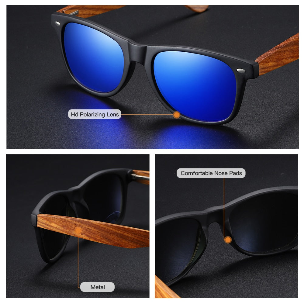 GM New 100% Real Zebra Wood Sunglasses Polarized Handmade Bamboo Mens Sunglass Sun glasses Men Gafas Oculos De Sol Madera