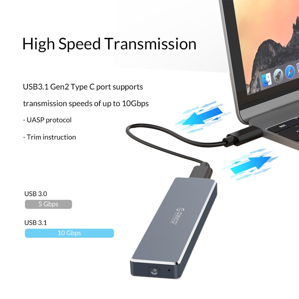 ORICO M.2 SSD Case NVME Enclosure for NVME PCIE NGFF SATA M/B Key SSD Disk SSD Hard Disk Cases M.2 to USB Type C 3.1 With Cable