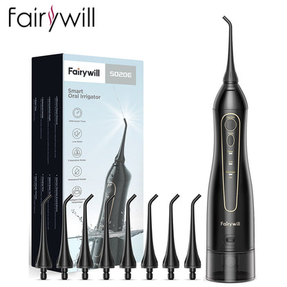 Fairywill Portable Oral Irrigator USB 300ml Rechargeable Dental Water Flosser Irrigator Dental Teeth Cleaner 3 Modes for Adult