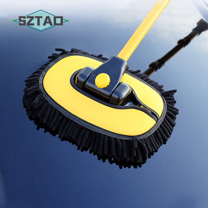 2022 New Car Cleaning Brush Car Wash Brush Telescoping Long Handle Cleaning Mop Chenille Broom Auto Accessories