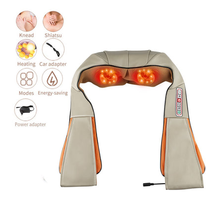 3D kneading Shiatsu Infrared Heated Kneading Car/Home Massagem Cervical Back Neck Massager Shawl Device Shoulder Massager