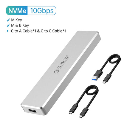 ORICO M.2 SSD Case NVME Enclosure for NVME PCIE NGFF SATA M/B Key SSD Disk SSD Hard Disk Cases M.2 to USB Type C 3.1 With Cable