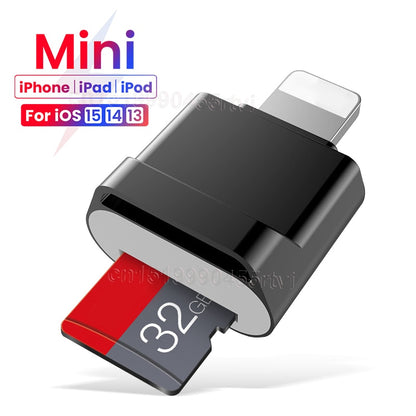 For iPhone Mini Micro SD TF Card Reader Adapter for iOS 12 Above System External OTG Memory Card Reader For iPhone 13 12 Pro Max